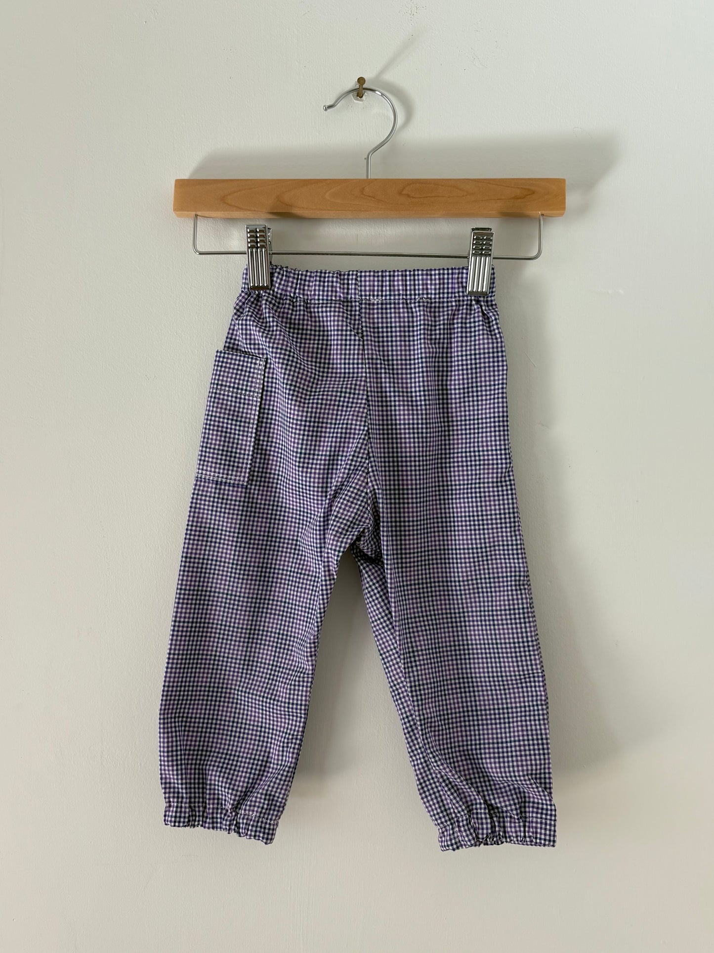 Hand-sewn Upcycled Purple Plaid Pocket Jogger Size 18-24 months