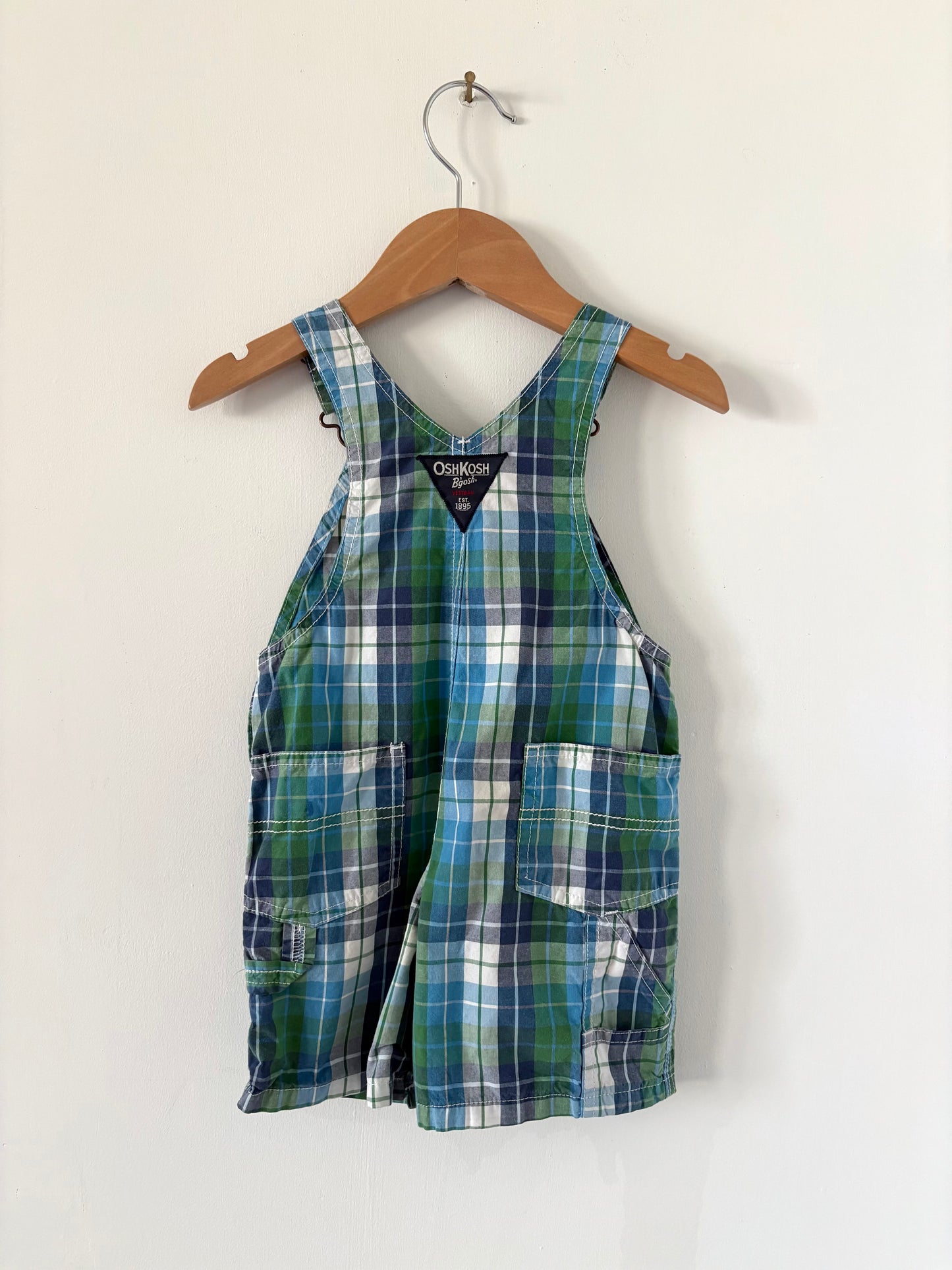 Oshkosh Plaid Shortalls Size 18 months