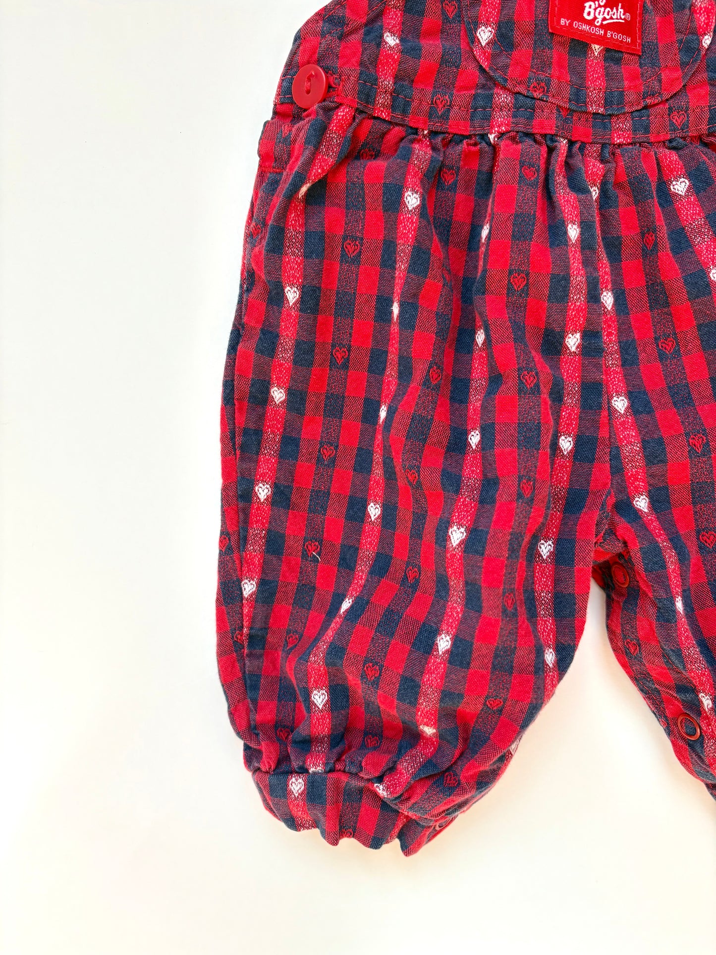 Vintage 90s Baby B’gosh Heart Check Bubble Overalls Size 3-6 months