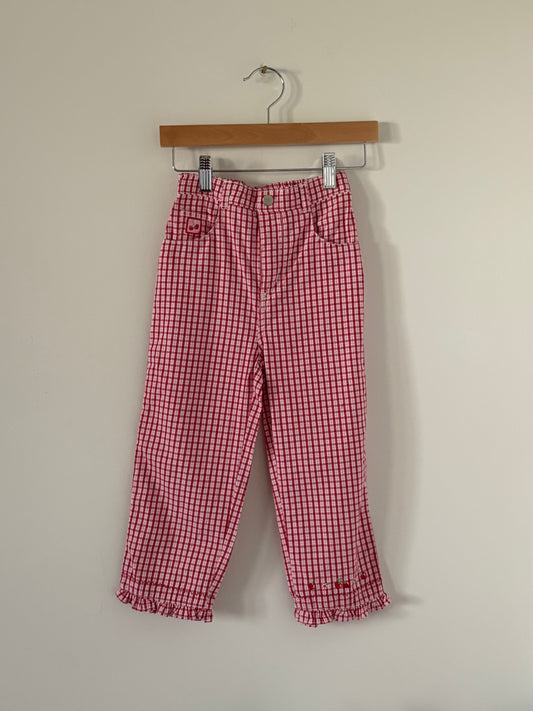 Vintage Faded Glory Cherry Embroidered Plaid Pants Size 4T