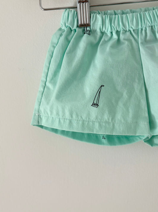 Hand-sewn Upcycled Sail Shorts Size 6-9 months