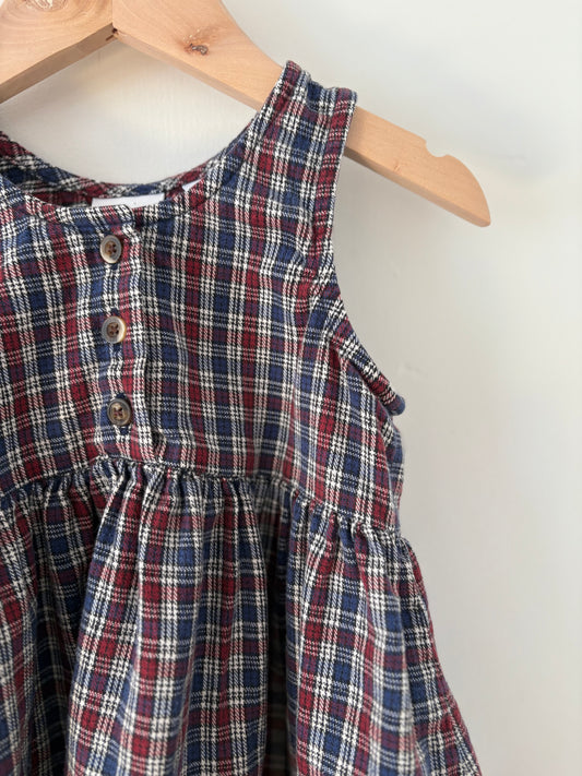 Vintage The Rugged Bear Navy & Cranberry Plaid Jumper Size 2T