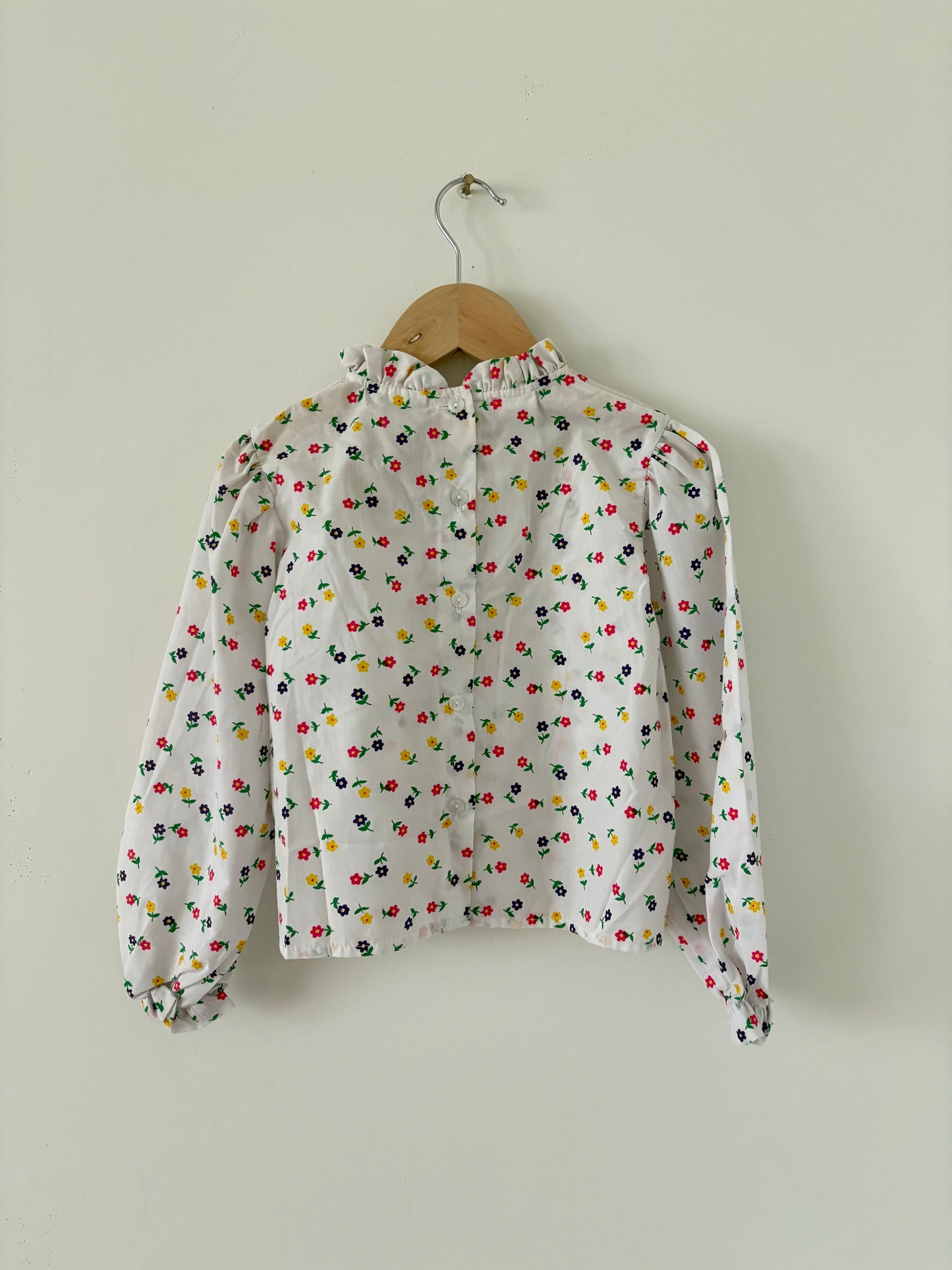 Vintage 90s Samara Floral Ruffle Collar Blouse Size 4T