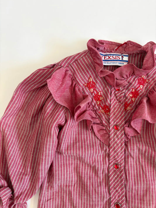 Vintage 80s Western Puff Sleeve Blouse Size 18 months