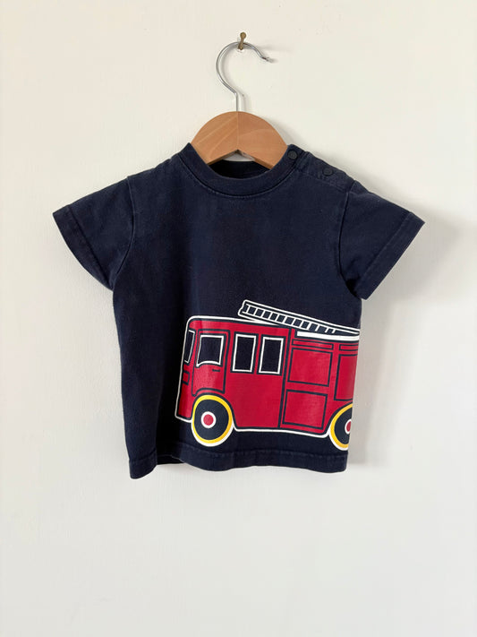 Vintage 90s TKS Basics Firetruck Tee Size 12-18 months