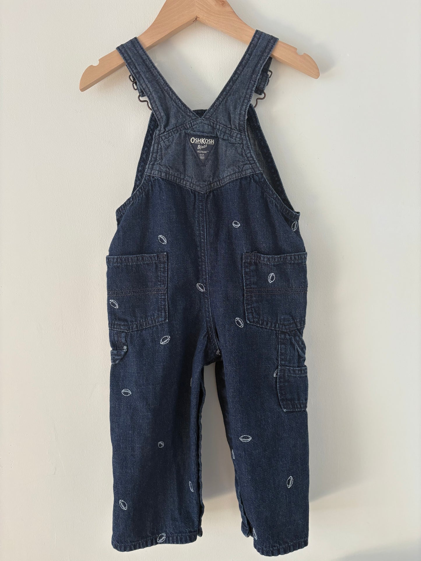 Oshkosh Embroidered Football Overalls Size 2T