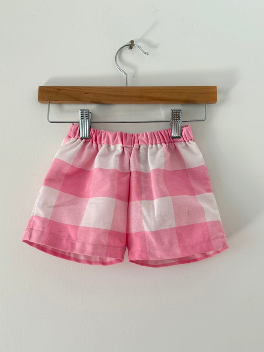 Hand-sewn Upcycled Pink Picnic Shorts Size 3T