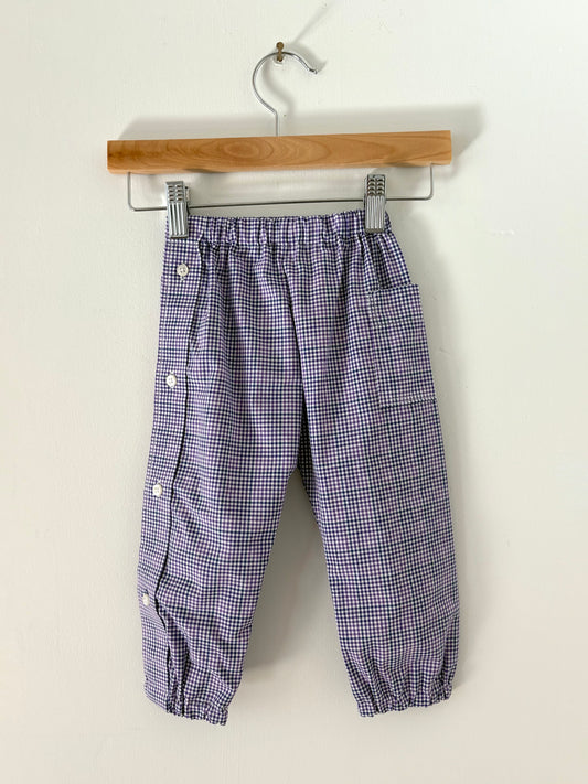 Hand-sewn Upcycled Purple Plaid Pocket Jogger Size 18-24 months