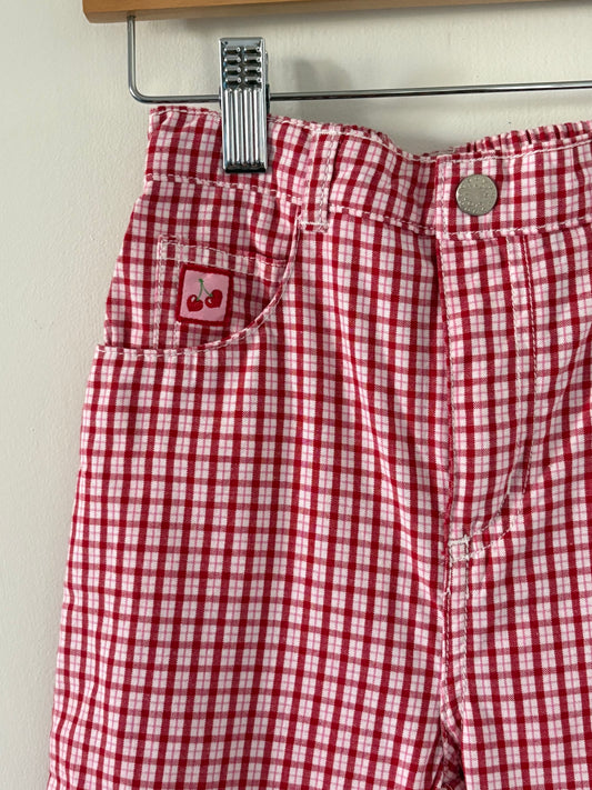 Vintage Faded Glory Cherry Embroidered Plaid Pants Size 4T