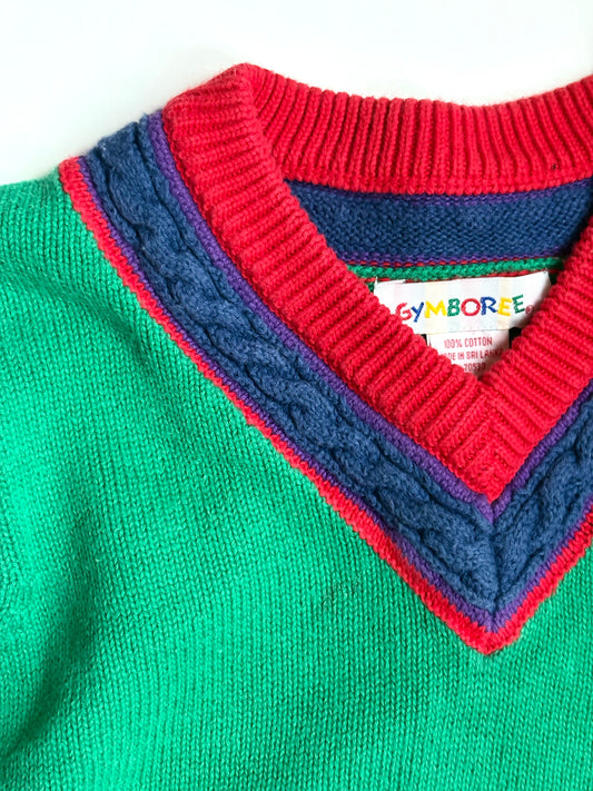 Vintage 80s/90s Gymboree Rainbow Tag Retro V-neck Sweater Size 2T/3T