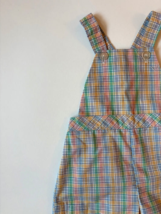 Vintage 80s Pastel Check Shortalls Size 12 months