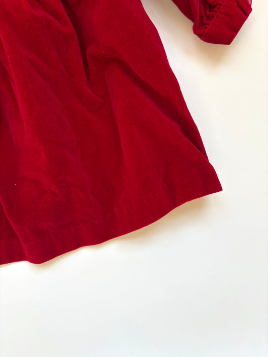 Vintage Gathered Velvet Red Dress Size 6 months