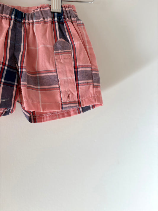 Hand-sewn Upcycled Pink and Navy Shorts Size 6-9 months