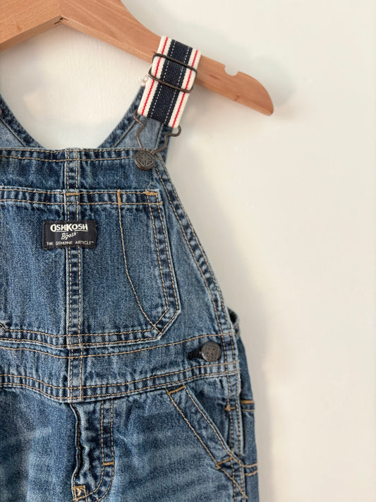 Oshkosh Navy and Red Strap Denim Overalls Size 18 months