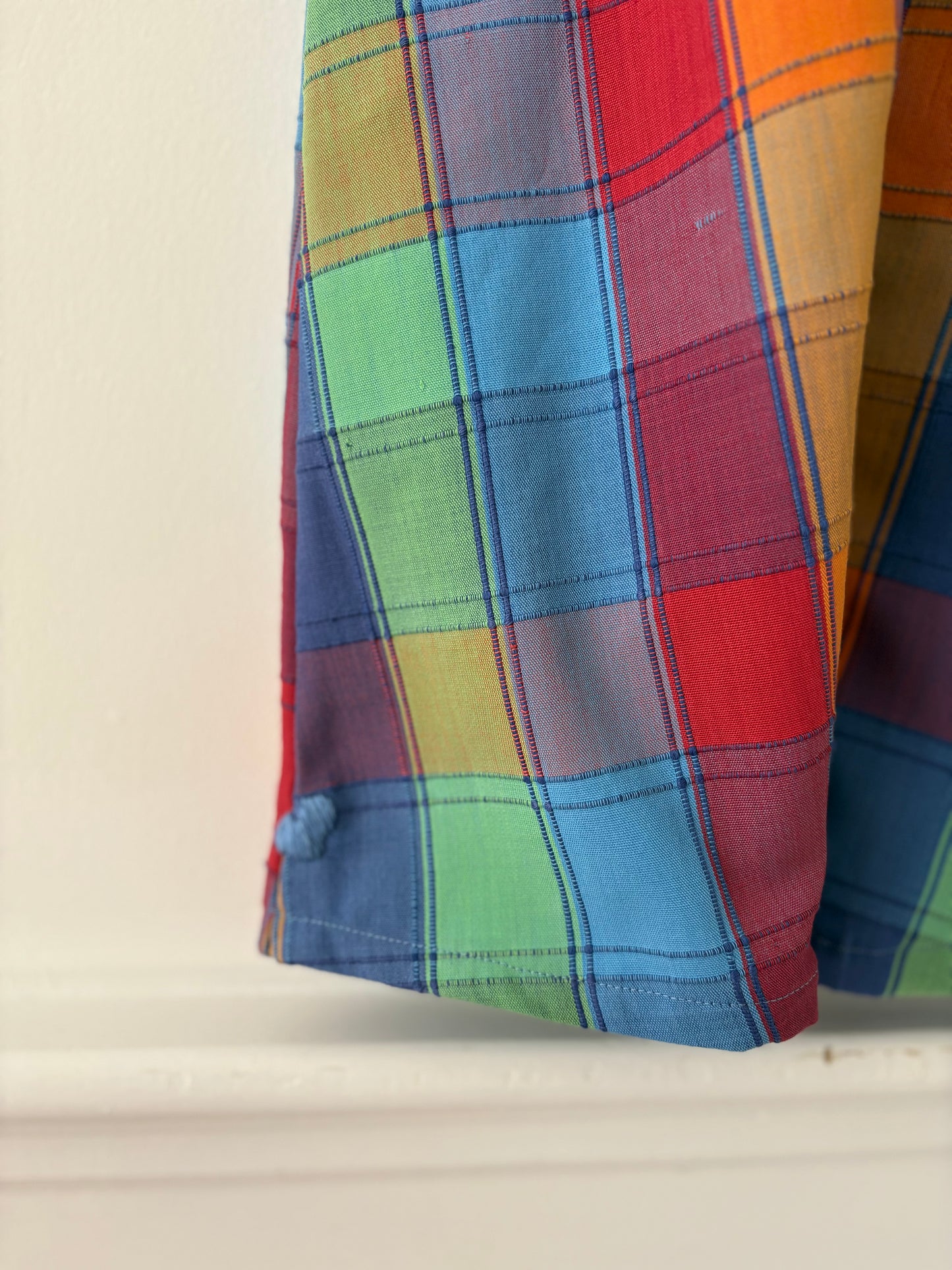 Hand-sewn Upcycled Plaid and Stripe Overalls Size 3T
