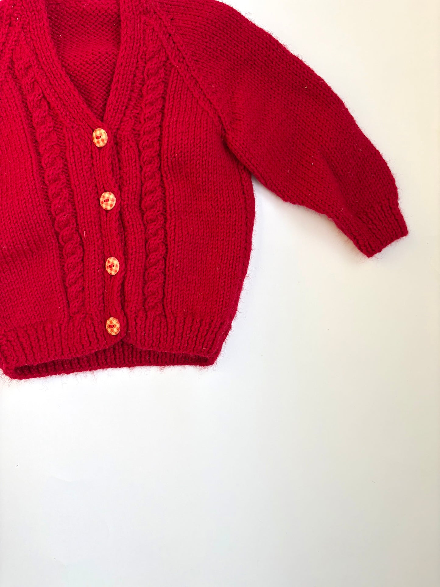 Hand-knit Red Grandpa Cardigan Size 12 months