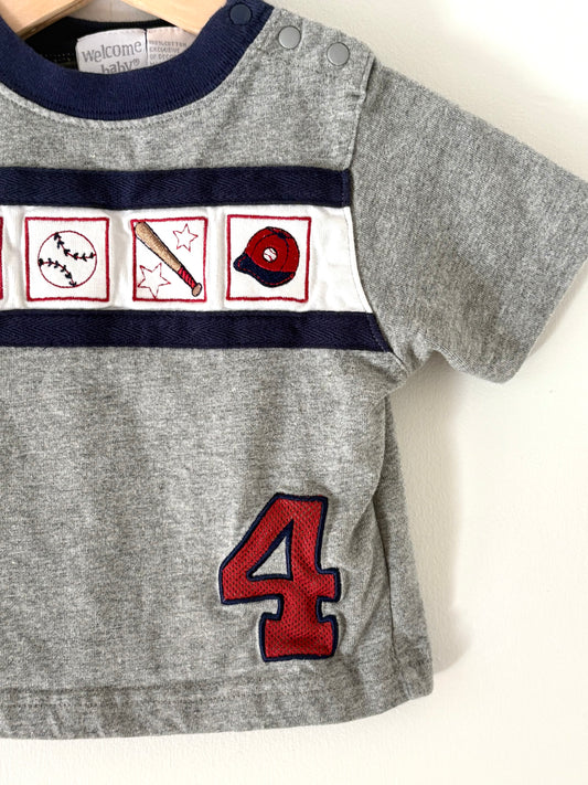 Vintage Welcome Baby Embroidered Baseball Tee Size 9 months