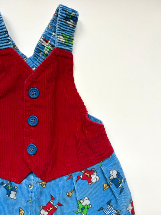 Vintage 90s Oshkosh Corduroy Mouse Overalls Size 3-6 months