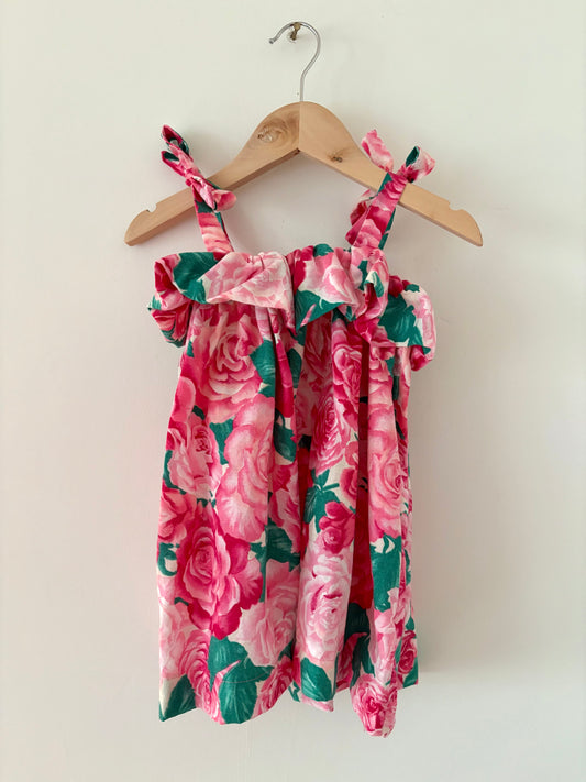 Hand-sewn Upcycled Floral Tie Dress Size 18-24 months
