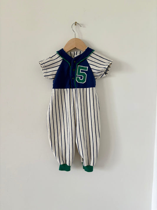 Vintage 80s Buster Brown Baseball Romper Size 2T