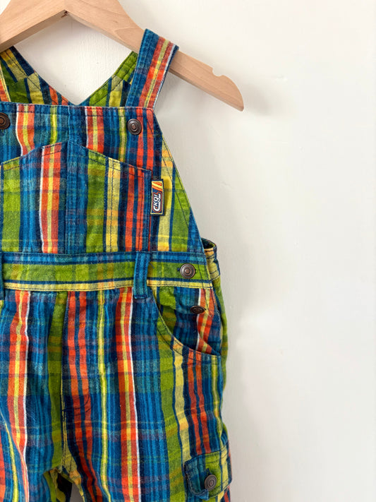 Vintage Bright Colored Plaid Overalls Size 12-18 months