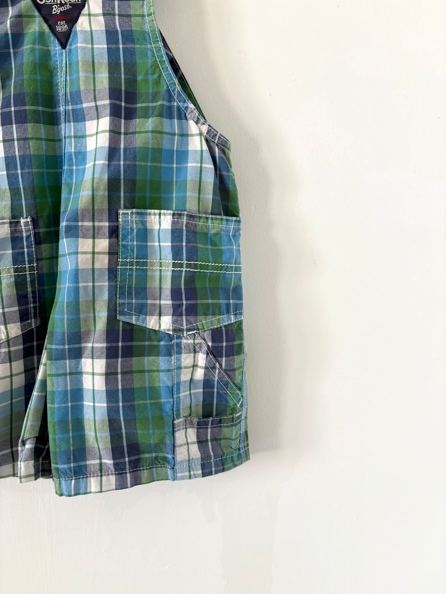Oshkosh Plaid Shortalls Size 18 months