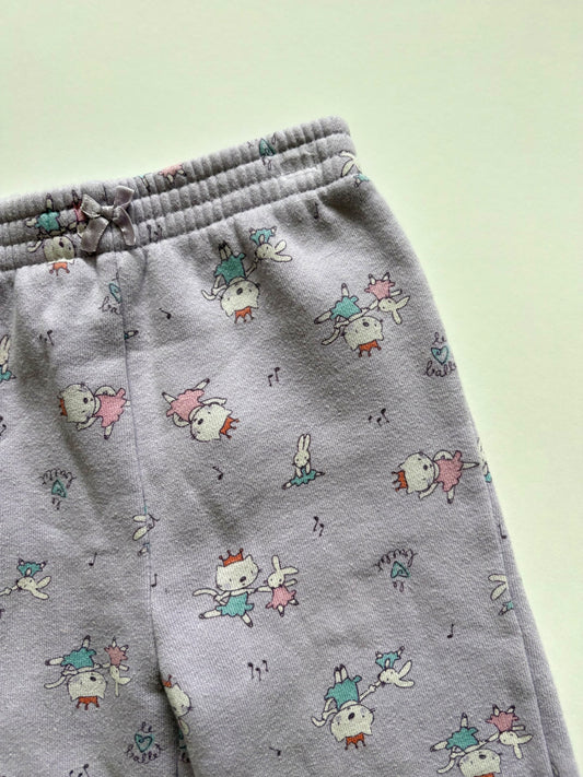 Vintage 90s TKS Basics Dancing Cat Lavender Sweats Size 2T