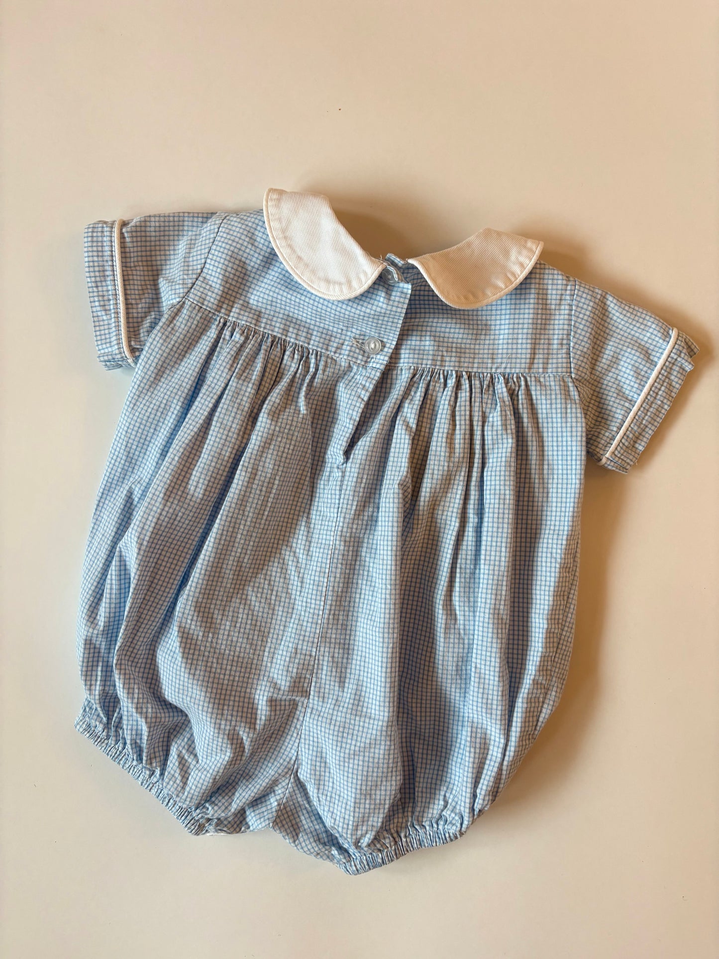 Vintage Windowpane Bubble Romper Size 9 months