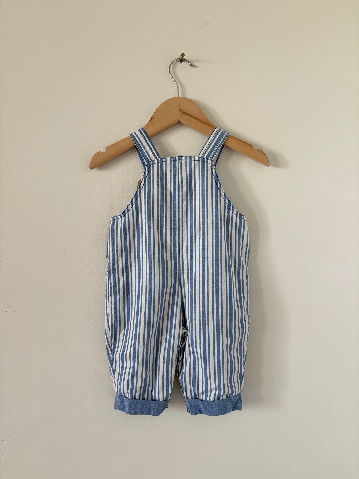 Vintage Union Express Train Striped Overalls Size 3-6 months