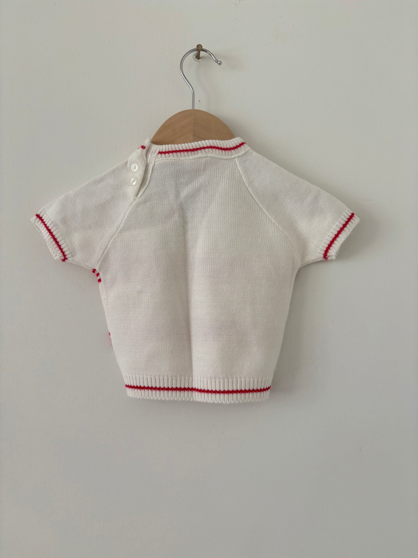 Vintage Red Striped Cable Knit Cap Sleeve Size 6-12 months