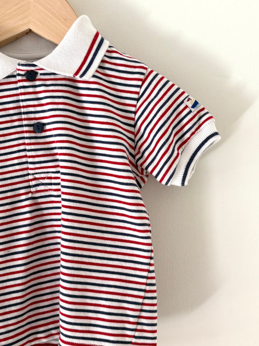 Vintage Little Me Red & Blue Striped Polo Size 12 months