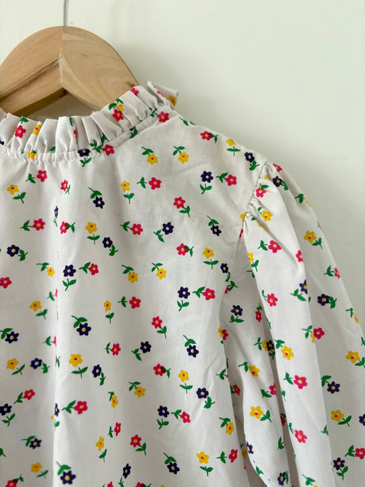 Vintage 90s Samara Floral Ruffle Collar Blouse Size 4T