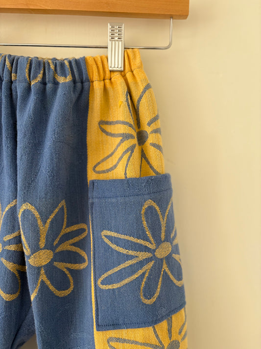 Hand-sewn Upcycled Flower Power Wide Leg Pocket Pant Size 3T