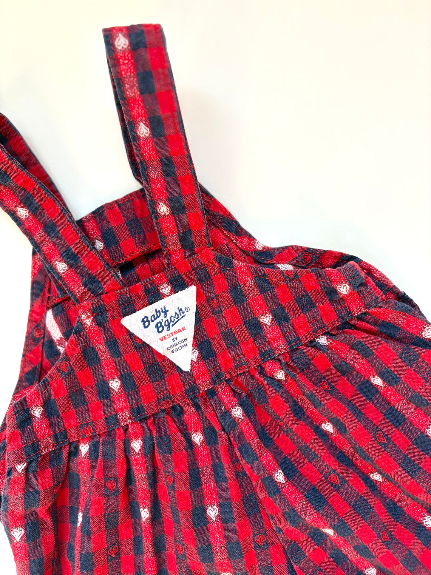 Vintage 90s Baby B’gosh Heart Check Bubble Overalls Size 3-6 months