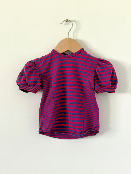 Vintage Health-tex Mixed Purple & Pink Puff Sleeve Top Size 2T