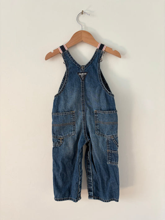 Oshkosh Navy and Red Strap Denim Overalls Size 18 months