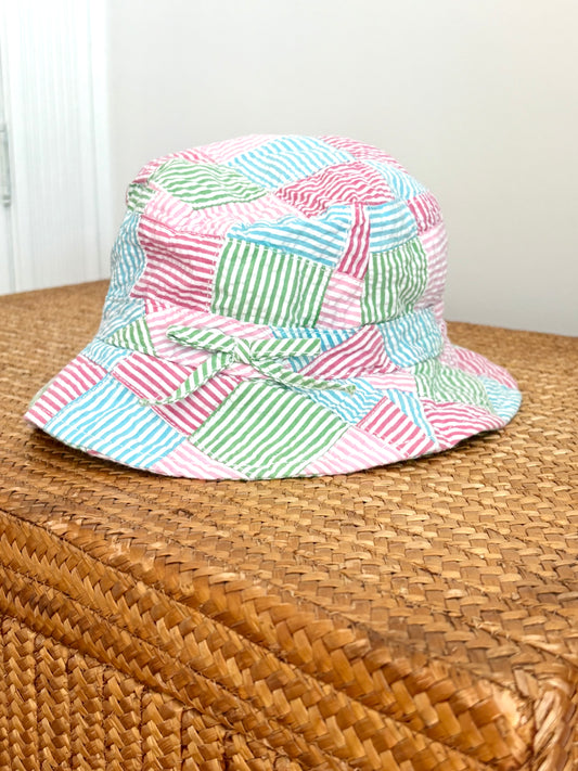 Gymboree Seersucker Patch Bucket Hat Size 5-7