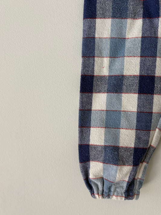 Hand-sewn Upcycled Blue Plaid Jogger Size 6 months