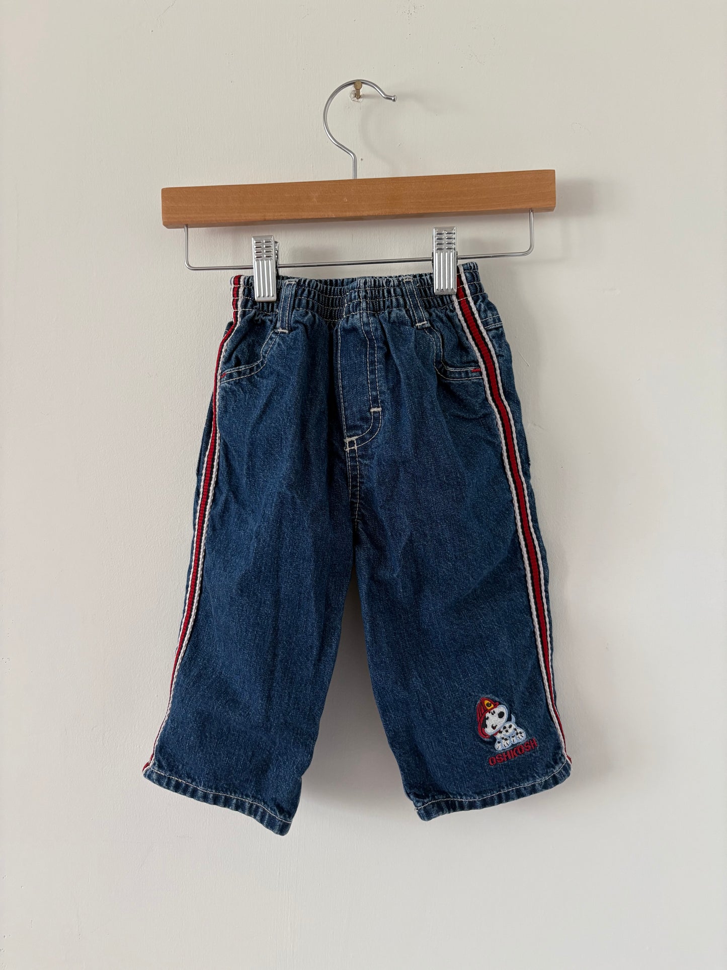 Vintage Y2K Oshkosh Racing Stripe Fire Pup Wide Leg Denim Size 12 months
