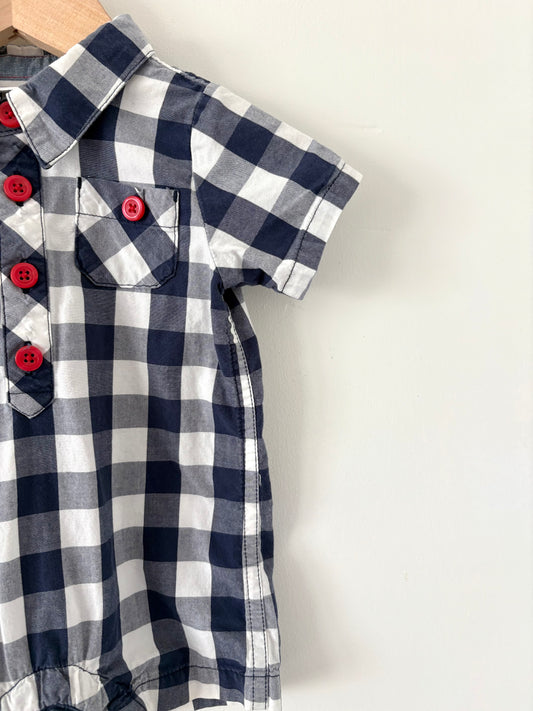 Hanna Andersson Navy Gingham Romper Size 0-3 months