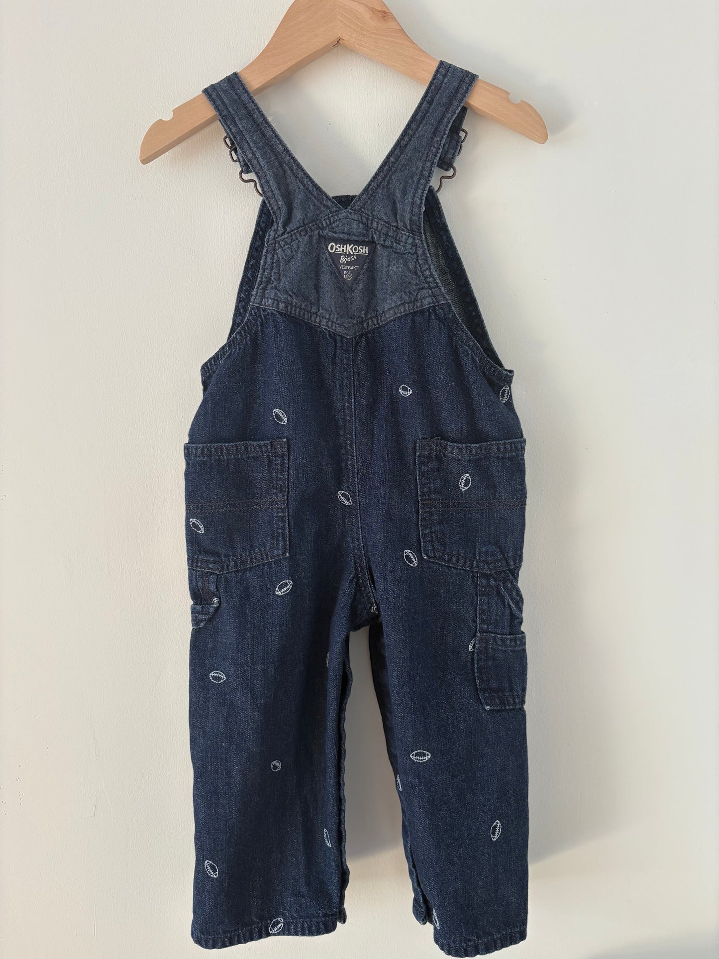 Oshkosh Embroidered Football Overalls Size 2T