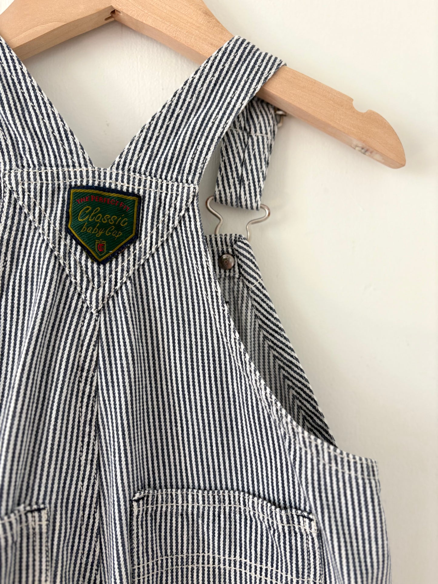 Vintage 90s Gap Railroad Stripe Overalls Size 12-18 months