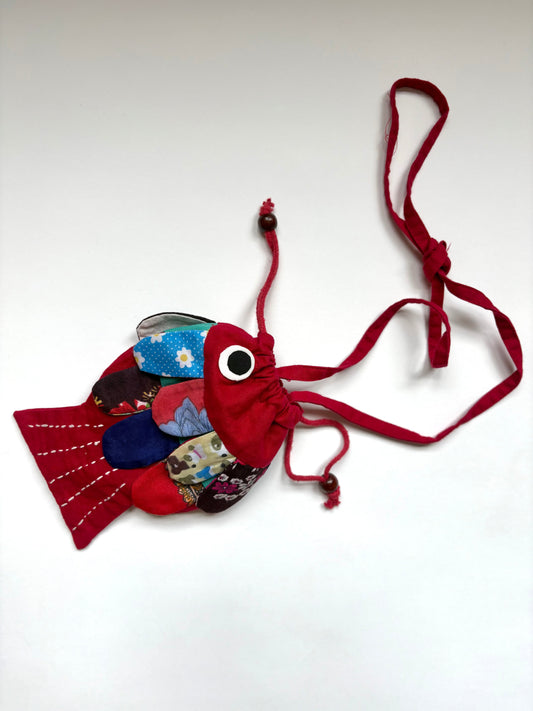 Handmade Drawstring Fish Purse
