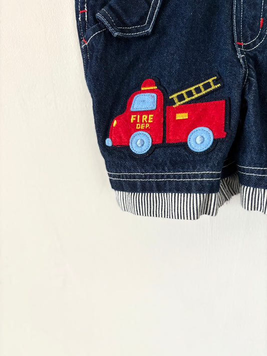 Vintage Kids Headquarters Trucks Shortalls Size 2T