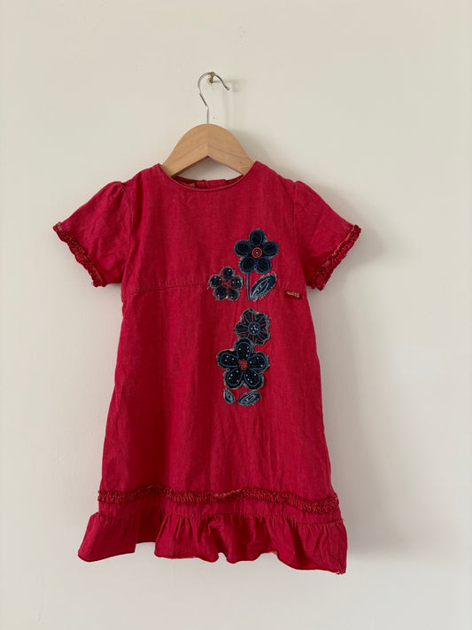 Guess Denim Flower Appliqué Dress Size 4T