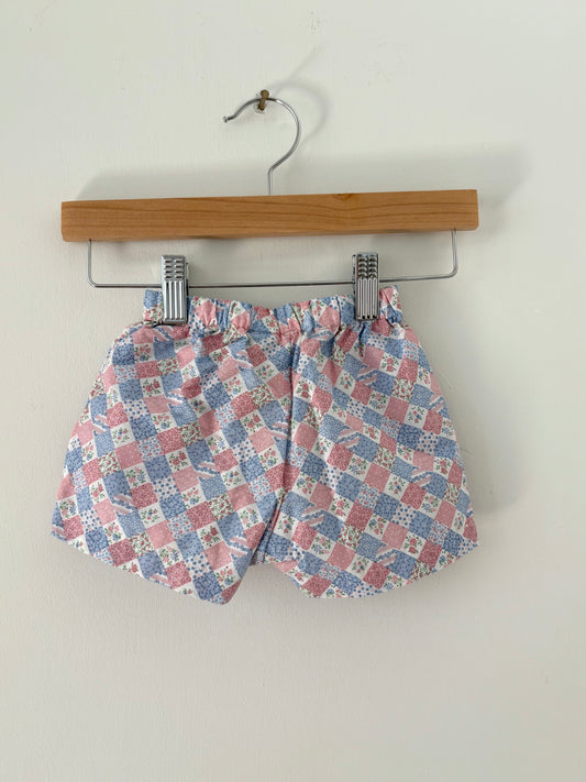 Hand-sewn Upcycled Pastel Checker Shorts Size 9-12 months