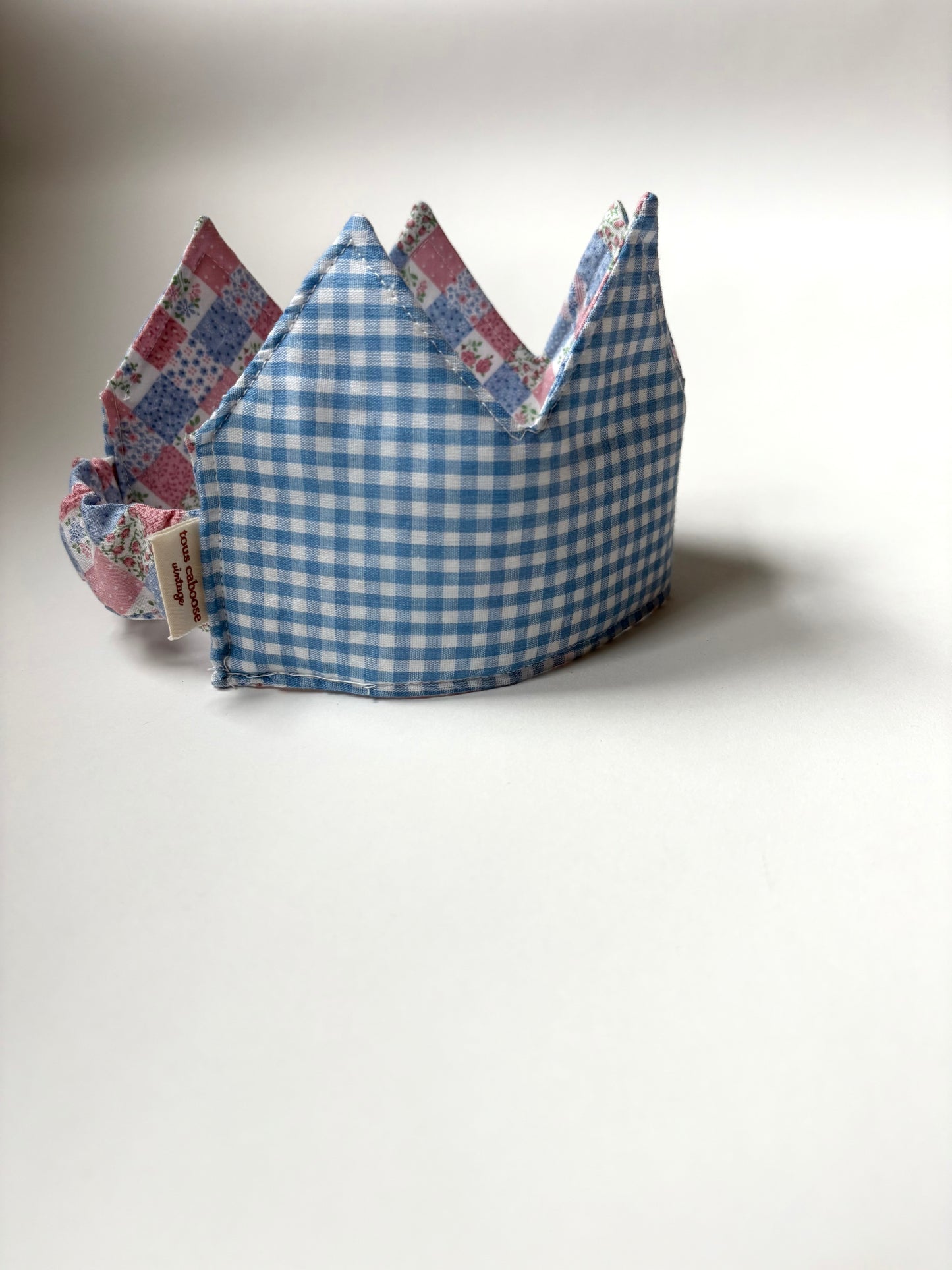 Hand-sewn Upcycled Checkered Crown