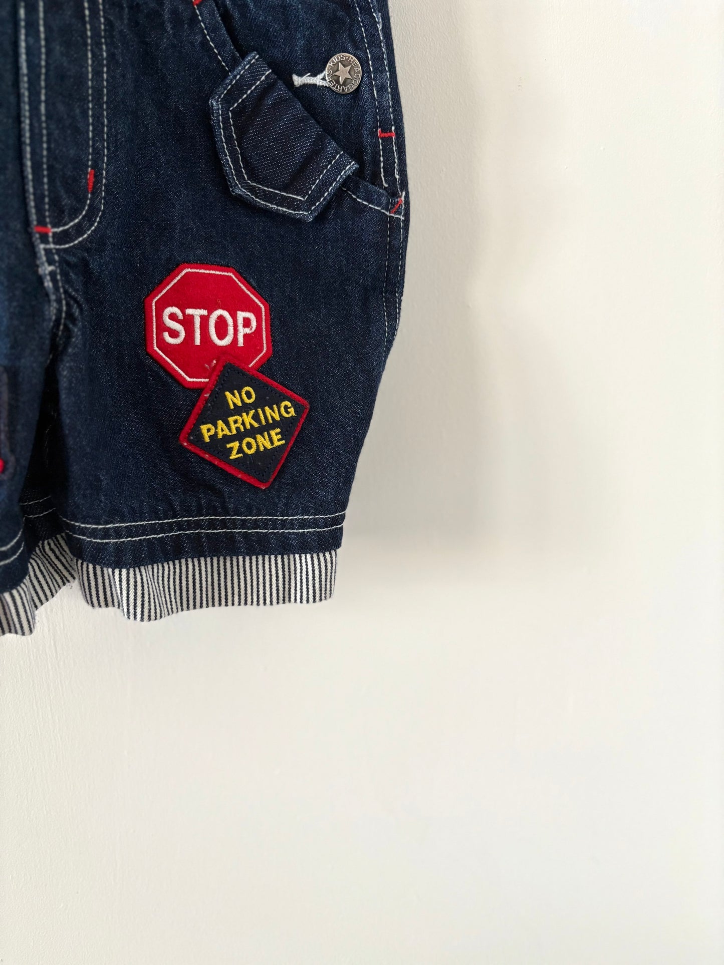 Vintage Kids Headquarters Trucks Shortalls Size 2T
