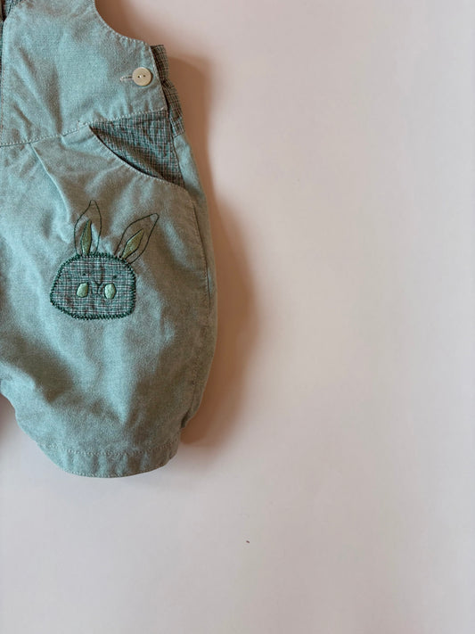 Vintage Les Bebes des Floriane Bunny Bubble Overalls Size 12 months