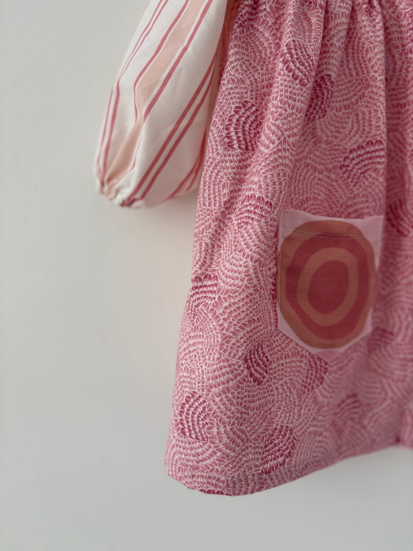 Hand-sewn Upcycled Pink Pattern Block Dress Size 18-24 months